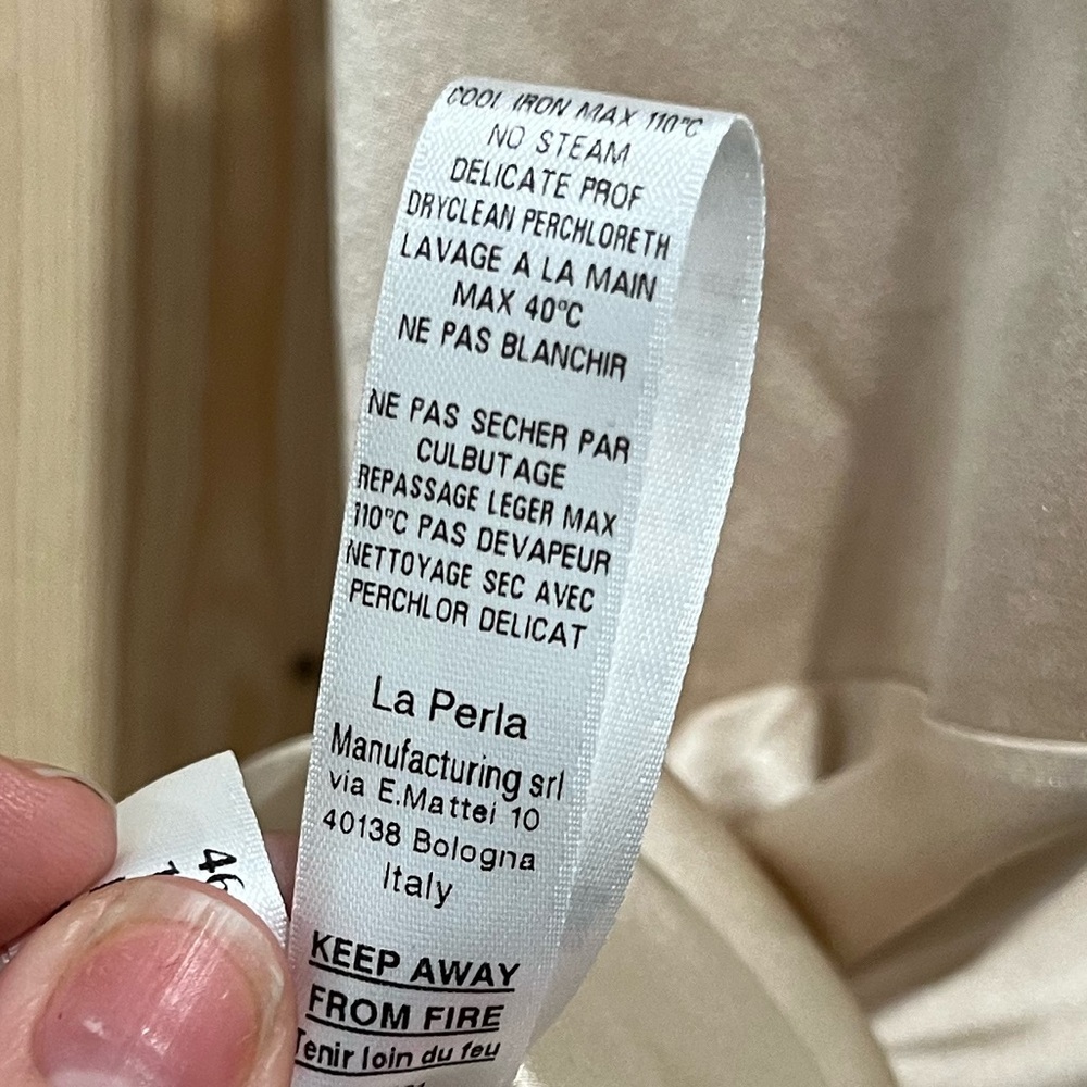 NWT La Perla Macrame Rose Beige Long Night Dress, Size Large - Picture 13 of 15